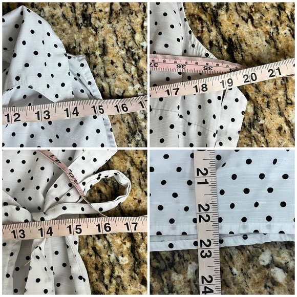 VTG Y2k Dressbarn Polka Dot Wrap Blouse Pinup Rockabilly Retro Preppy L Casual - Picture 5 of 9